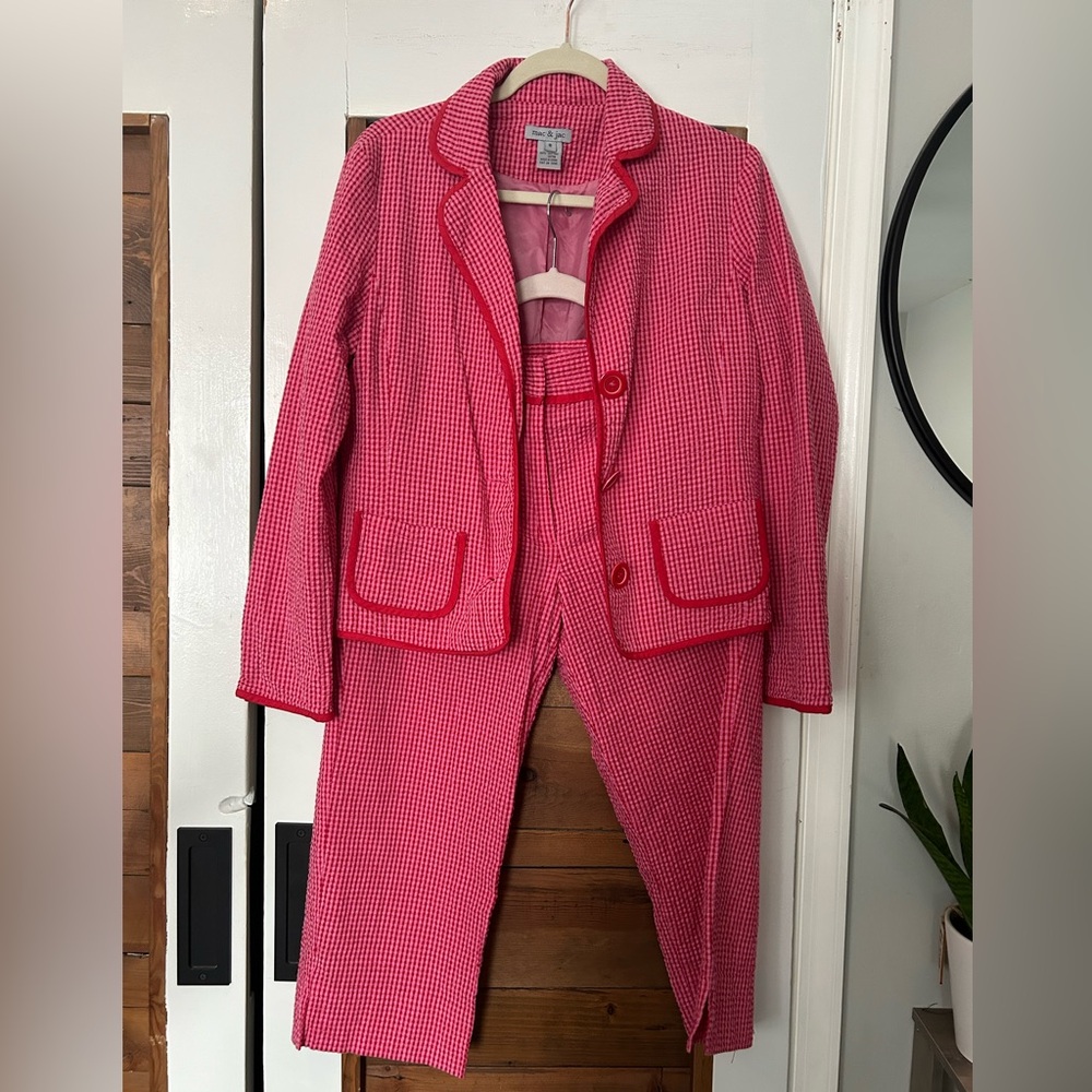 mac & jac Pink & Red Gingham Blazer and Pants Set